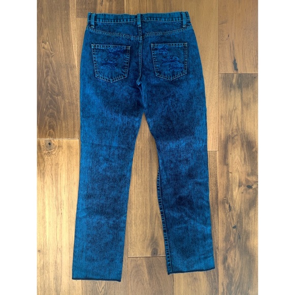 LF 90s Baggy Carmar Cut-Out Acid Wash Ripped Jeans Blue - Custom Made - Picture 2 of 6